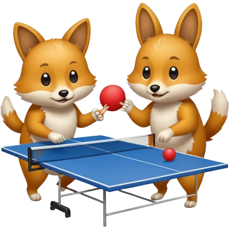 deux animaux qui jouent au ping pong emoji
