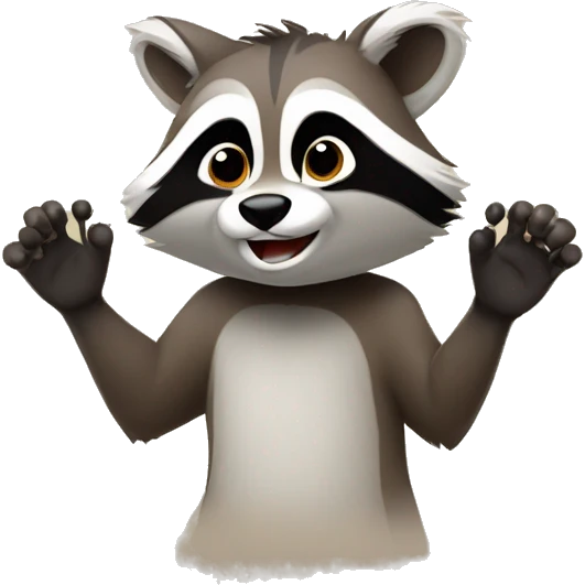 Pedro Racoon with hands up with rounded background emoji