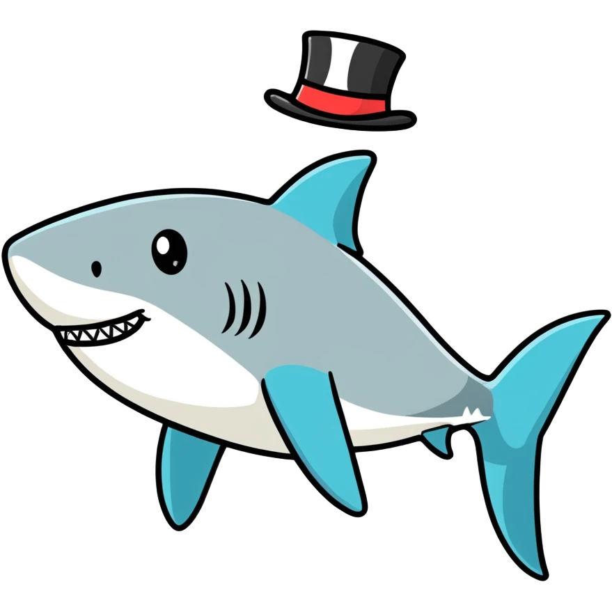 Shark with a top hat emoji
