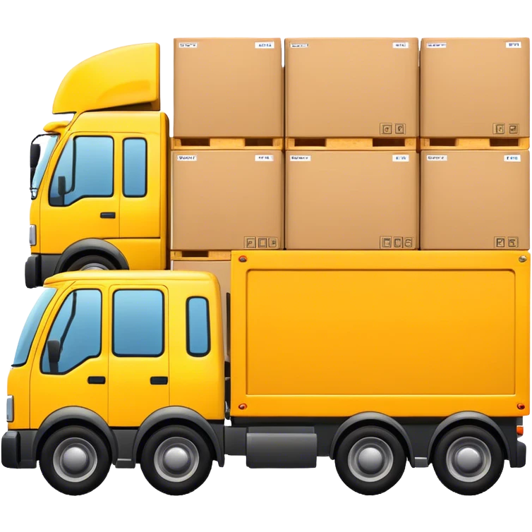 yellow logistic truck with boxes in pallets emoji