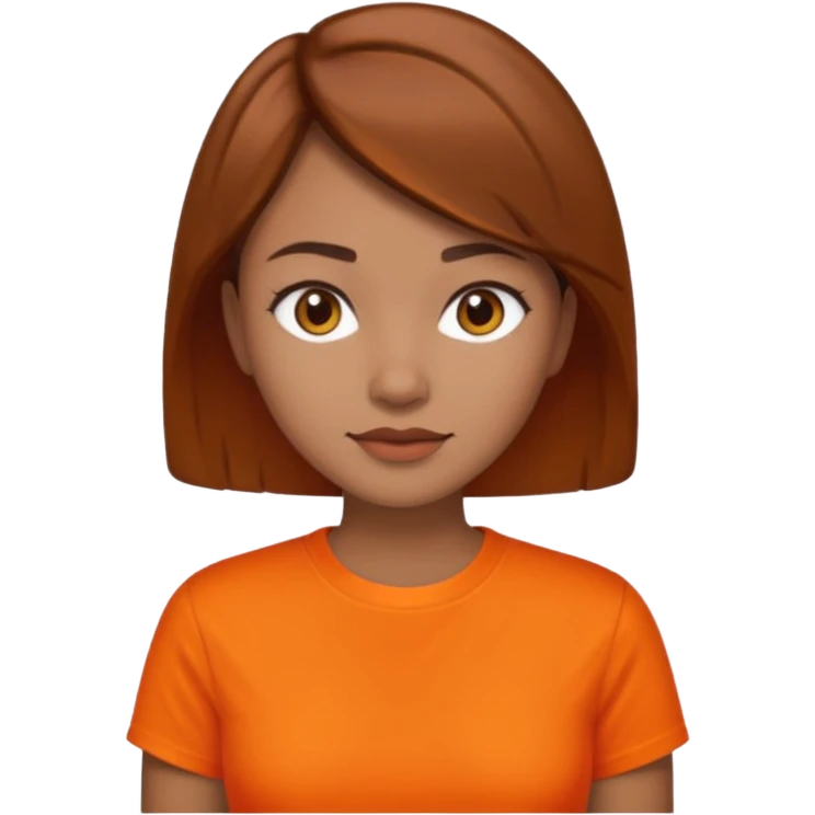 medium tone skin, short brown hair orange shirt woman emoji