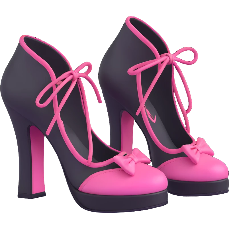 BLACKPINK-inspired gothic shoes, no hearts, black and pink, cute  emoji