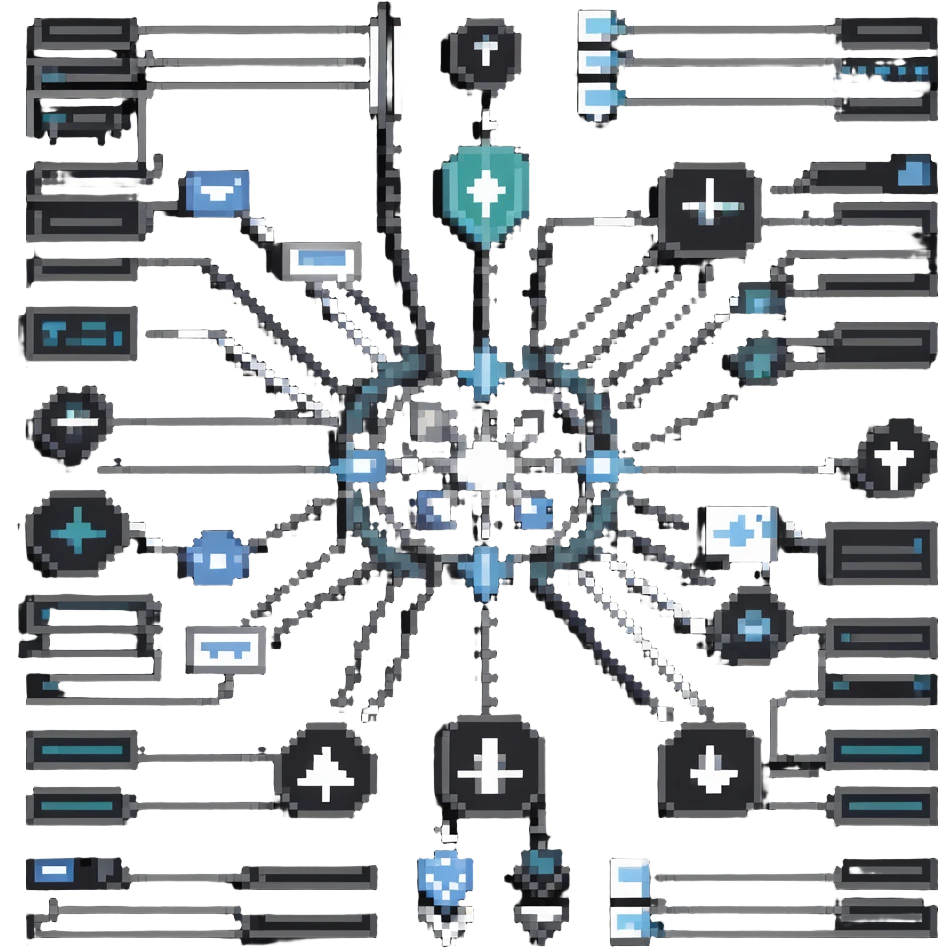 detailed mapping diagram with many connecting arrows between symbols emoji