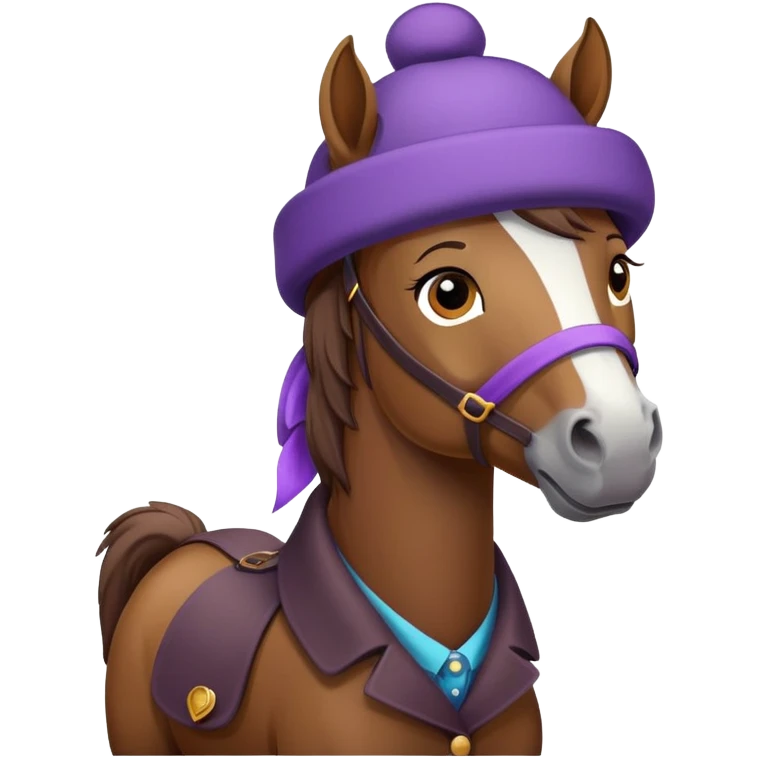 A horse with a purple hat emoji