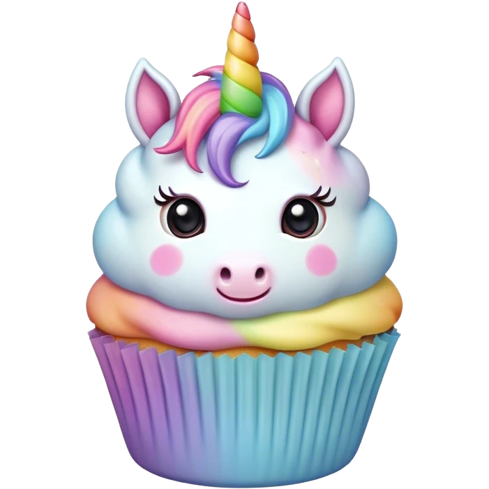  cute puffy pastel rainbow unicorn cupcake emoji