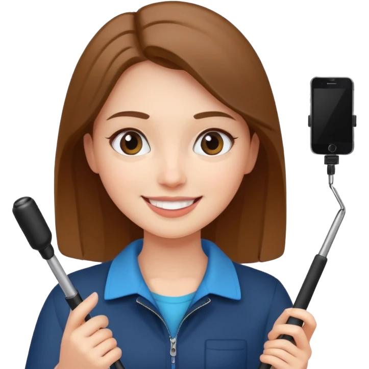 girl with phone selfie stick emoji