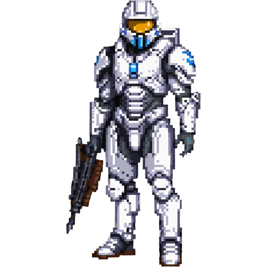 male Halo Spartan nomad with battle-worn armor and scavenged equipment emoji