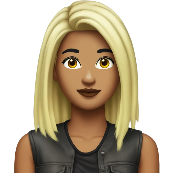Tanned woman with black hair dressed in 1990s grunge hair, makeup, and neon attire  emoji