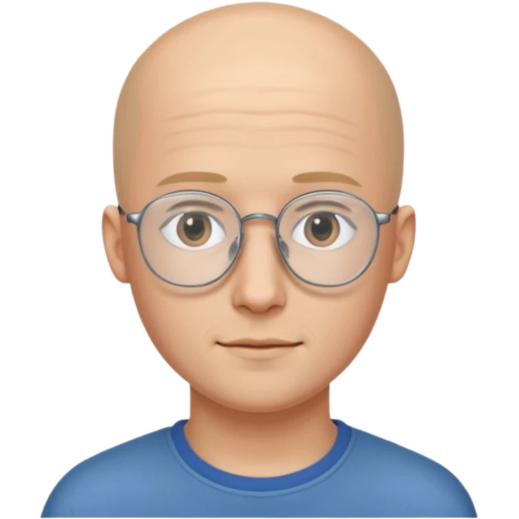 он лысый должен быть очень молодой парень лет 18 , очень тонкие очки, а так же борода нужно прямо еще моложе

 emoji