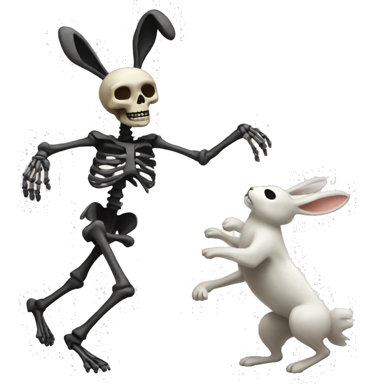 Skeleton dancing with a rabbit emoji