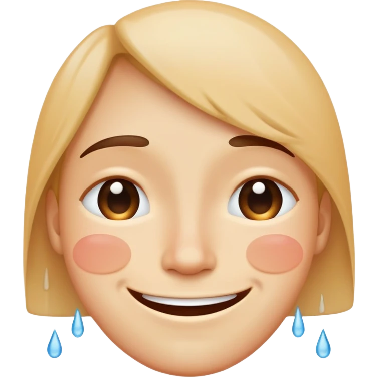 face with a smile but with tears streaming down, hiding sadness behind a happy face emoji