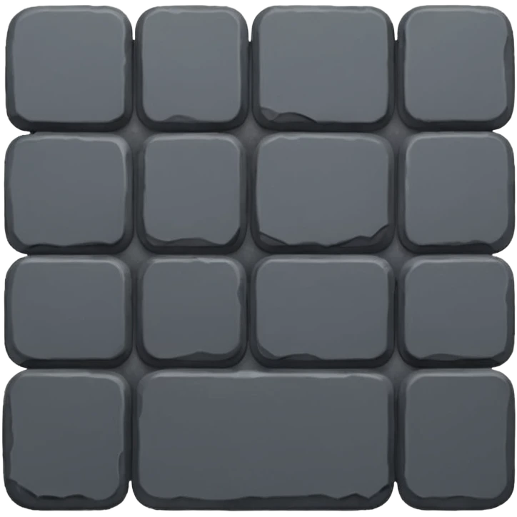 Emoji-style icon of a dark gray Roman sanpietrino cobblestone, minimal, rounded, cute, and readable at small size. emoji