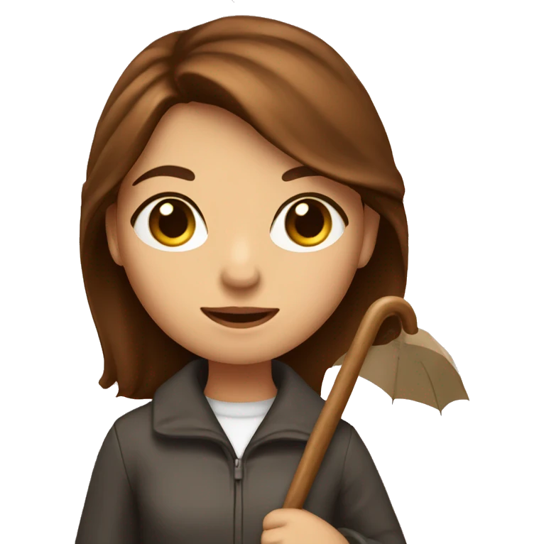 Girl with that brown hair and an umbrella in her hand emoji