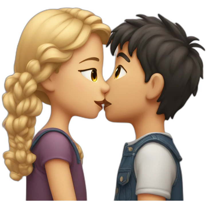 boy kissing girl emoji
