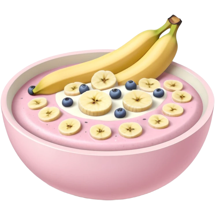 pastel pink and white smoothie bowl with only bananas  emoji