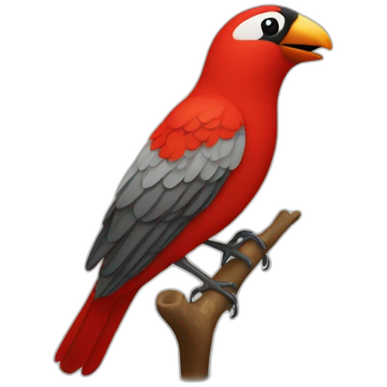 Pájaro rojo cantando en una rama emoji