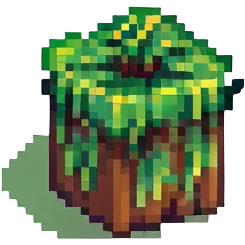 Minecraft grass block, square shape, brown and green, smooth emoji