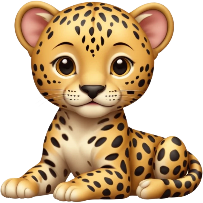 A high-resolution photo-realistic digital illustration of a baby jaguar, chest upward A high-resolution, photo-realistic digital illustration of a majestic baby jaguar emoji