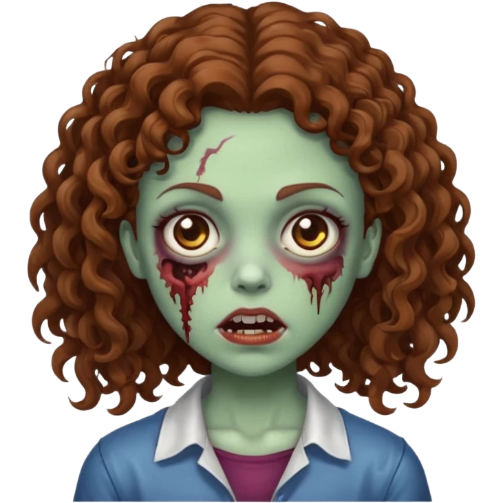 Zombie girl with Brown curly hair emoji