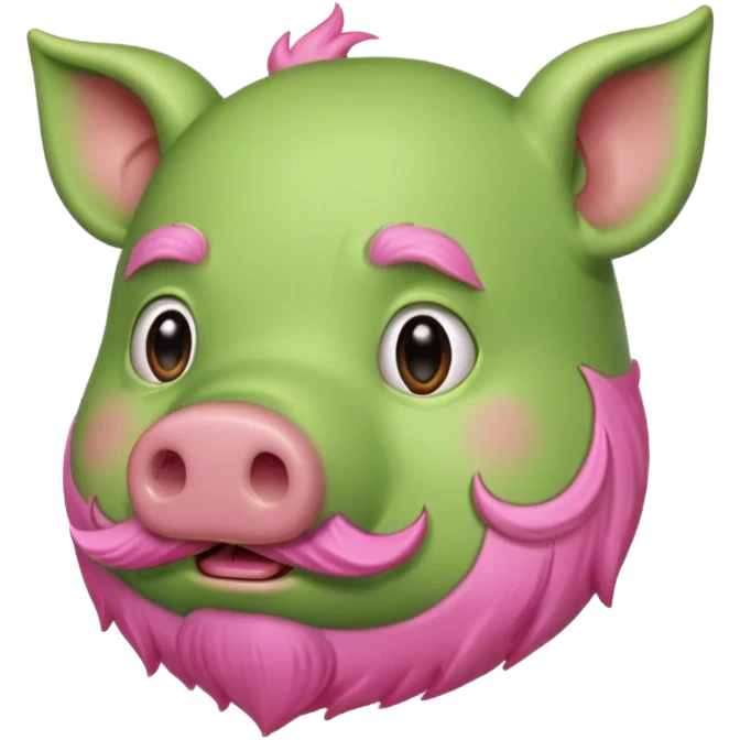 green pig with beard, side view emoji
