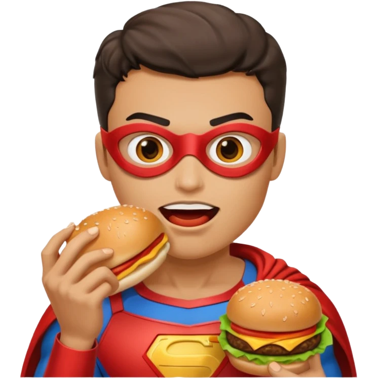 superhero eating hamburger emoji