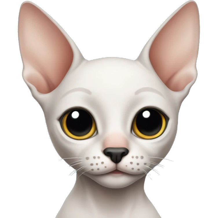 hairless cat with black ears and nose emoji