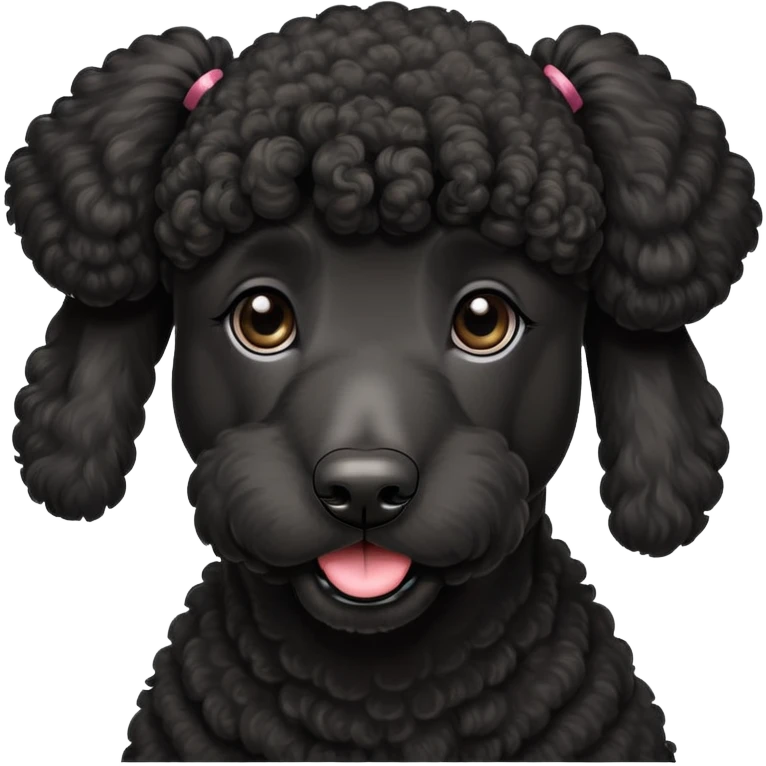 Black standard poodle with a ponytail emoji