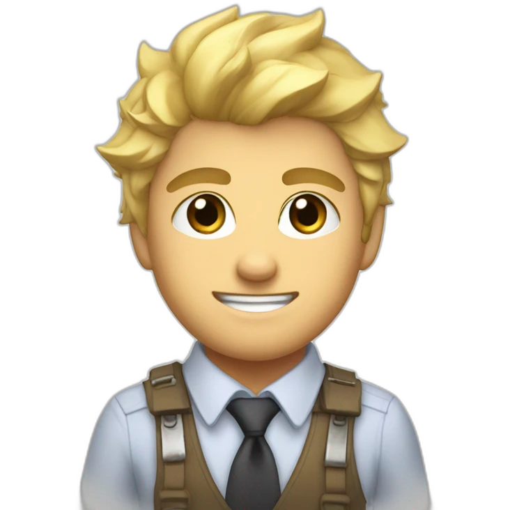 Denji with his blond hair, brown eyes and a shirt with a tie from chainsawman emoji