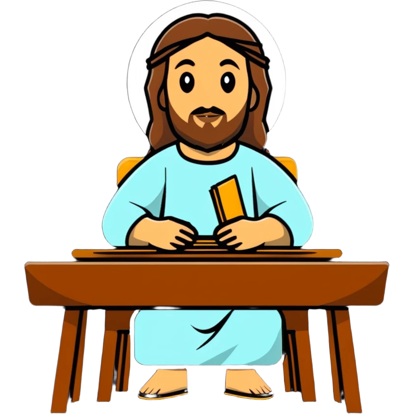 Jesus sitting at a table emoji