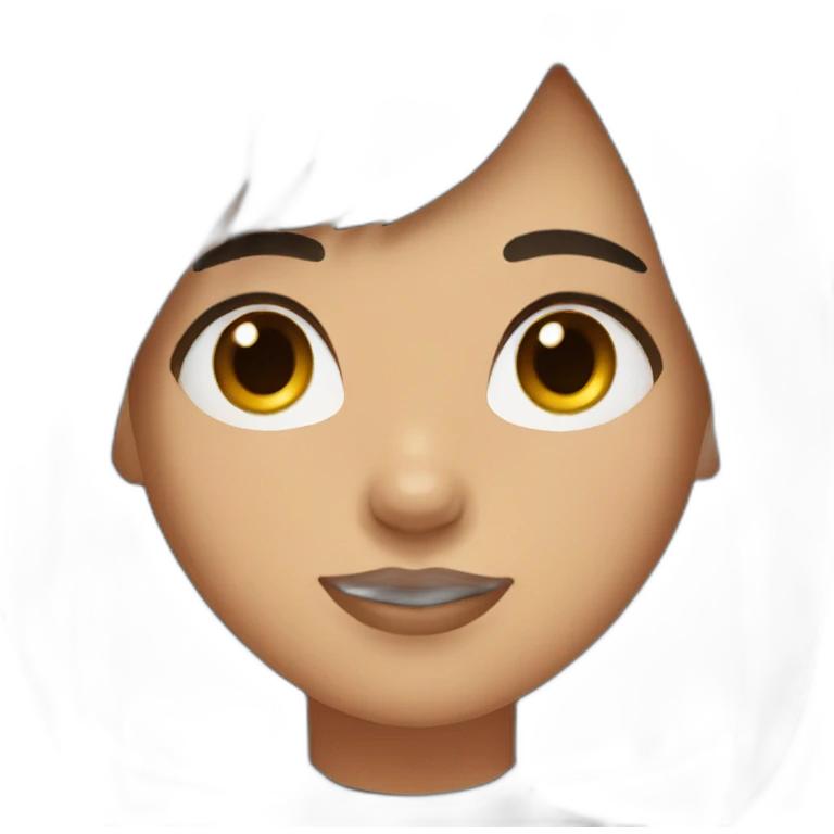 girl with bangs dark brown hair in a pony tail and black shirt emoji
