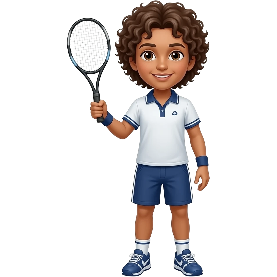 Tennis brunette curly hair emoji
