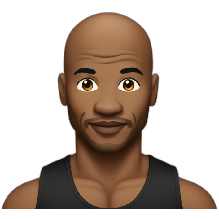 A black bald man with mike tyson tatto emoji