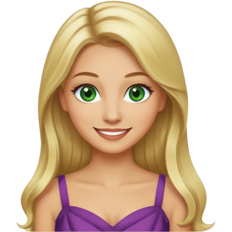 Fille cheuveux blond longt yeux vert  maquiller robe  Métisse chronique emoji