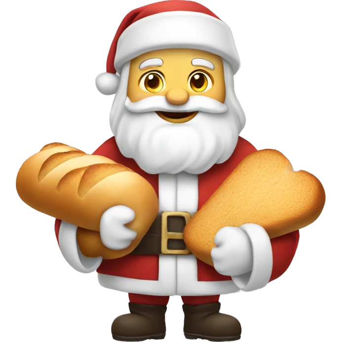 White Santa holding bread emoji