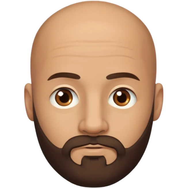 Dark brown medium length beard bald man,  emoji