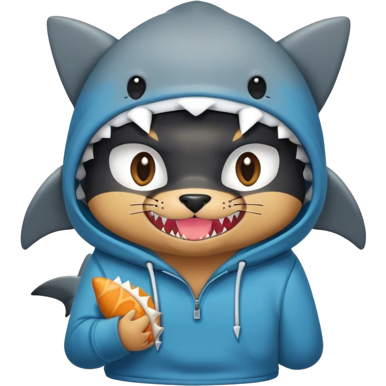 Shark eating a cat with a hoodie emoji