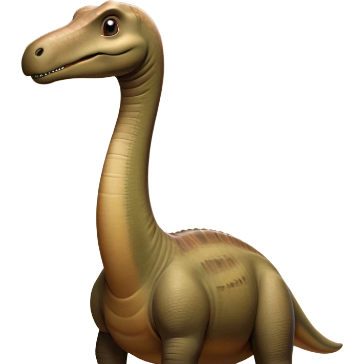 Cinematic Noble Brontosaurus Portrait Emoji, Poised and majestic, with a colossal, elongated neck stretching gracefully from a massive, sturdy body draped in warm, earthy tones, a gentle, wise face with soft, observant eyes, and a long, elegant tail, Simplified yet grandly defined features, highly detailed, glowing with a soft, ancient luminescence, high shine, intelligent and serene, stylized with an air of prehistoric grandeur, focused and calm, soft glowing outline, capturing the essence of a watchful and confident Brontosaurus that appears ready to loom out of the screen with effortless majesty! emoji
