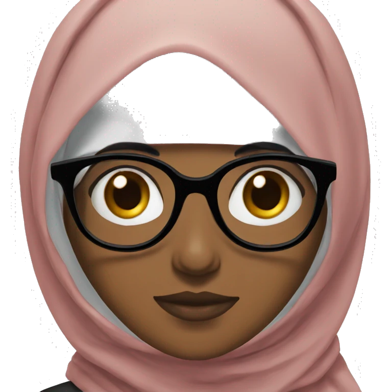 hijab with glasses with black eyes with black eyebrow emoji