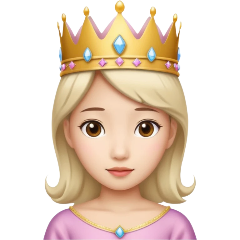 Asian girl wearing a princess crown on her head  emoji