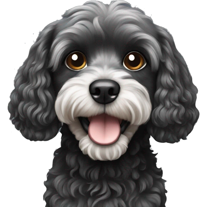 Black cavapoo dog emoji