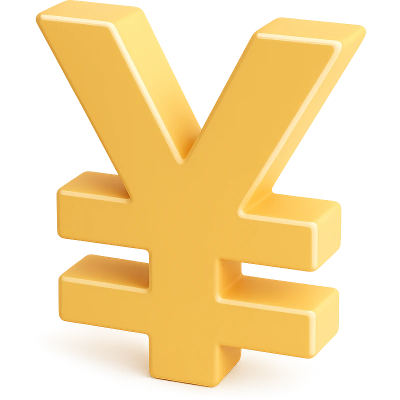 Edit the yuan sign emoji to a 3D style with a warm yellow-green color tone. Keep it vibrant, modern, and without any text, focusing solely on the symbol with a warmer tone. emoji