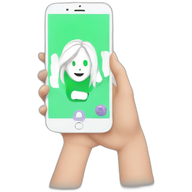 White Girl writes in bold on smartphone emoji
