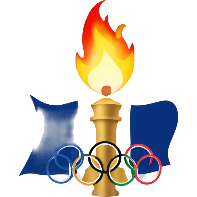 Olympic flame Paris 2024 and french flag emoji