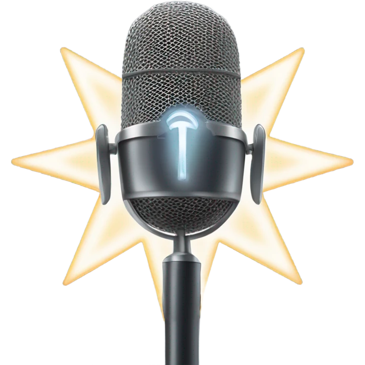 A sleek news microphone icon with a glowing single star above it, symbolizing the first milestone in membership. emoji