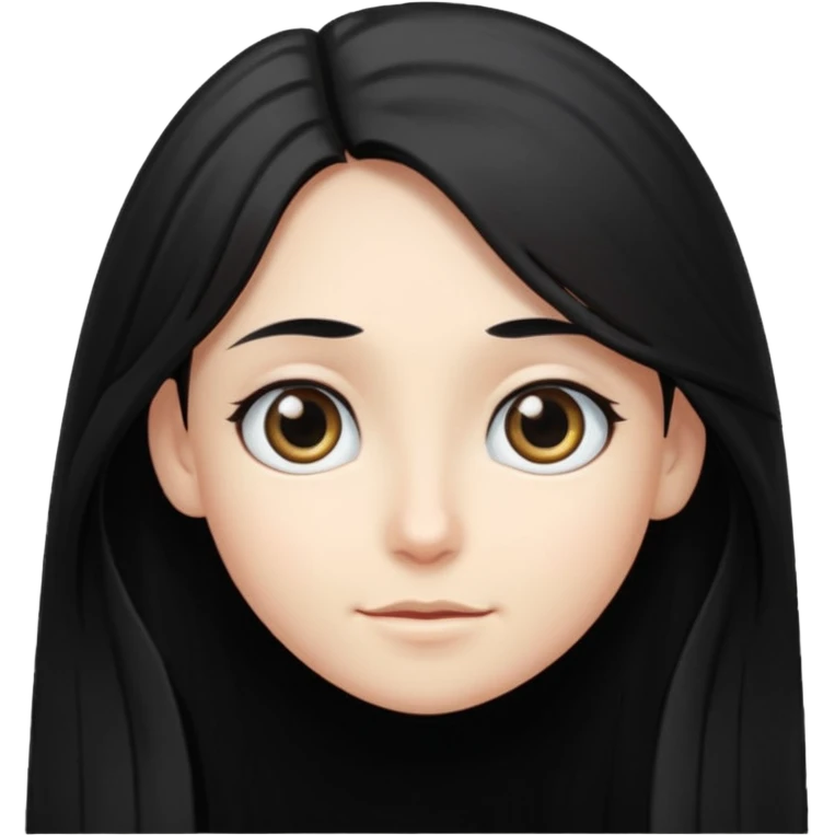 person with long black hair and big but turned to the side  emoji