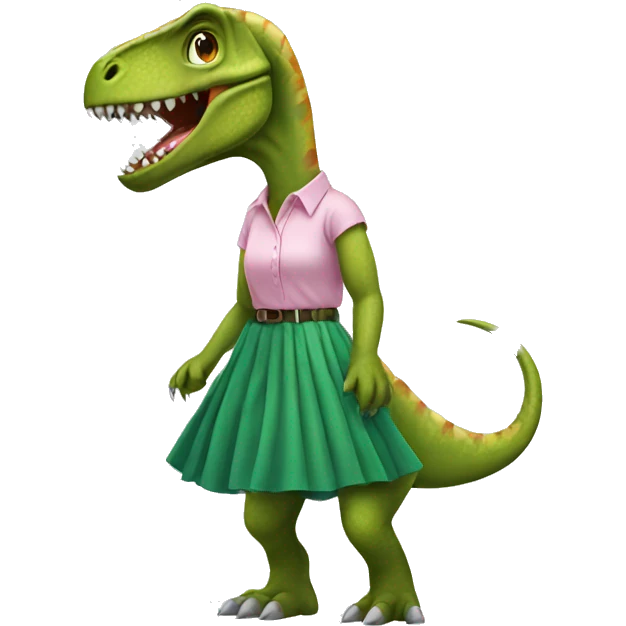 Dinosaur wearing a skirt emoji