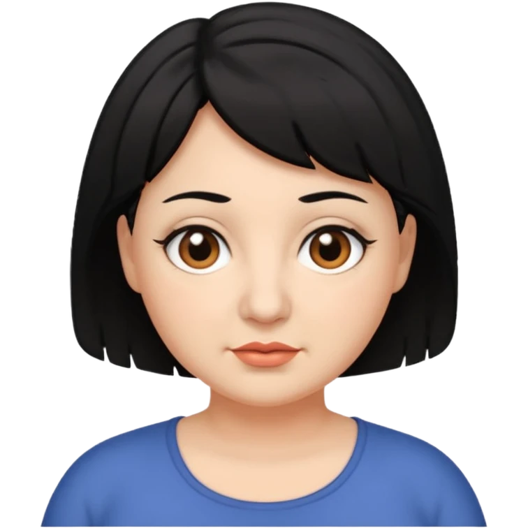 woman 60, brown eyes, very short weavy black hair, chubby emoji