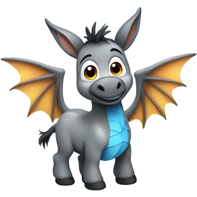 cute Donkey with blue dragon wings emoji