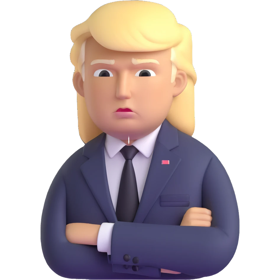 Donald Trump with blonde hair and suit emoji