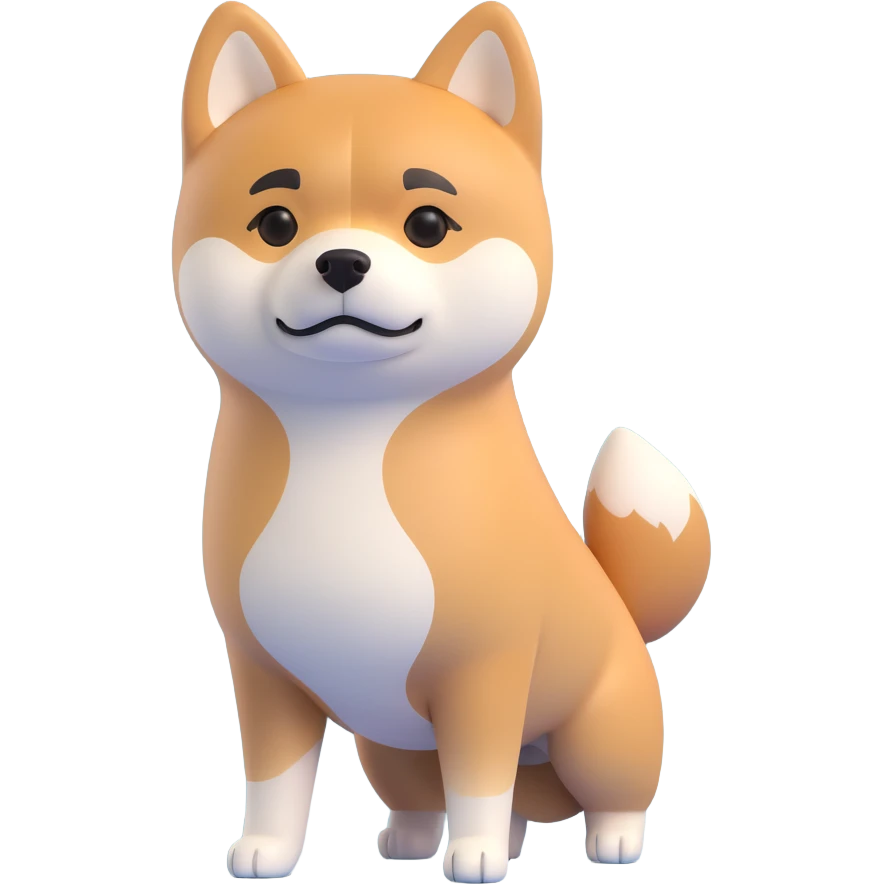 shiba inu standing, sad emoji